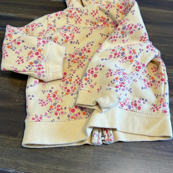 Gap Baby Set Hoodie Zip Up Joggers Floral 12-18 months Toddler Sweater yellow - Picture 4 of 6